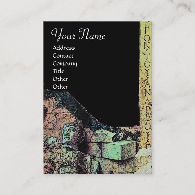 Tarjeta De Visita ARCHEO/Anticuario,Monograma de arqueología, verde  (Anverso)