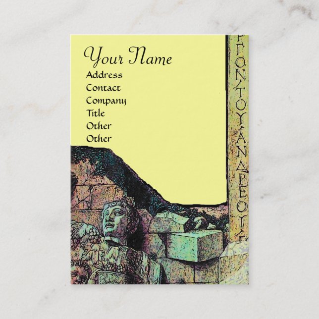 Tarjeta De Visita ARCHEO/Anticuario,Monograma de arqueología,Verde a (Anverso)