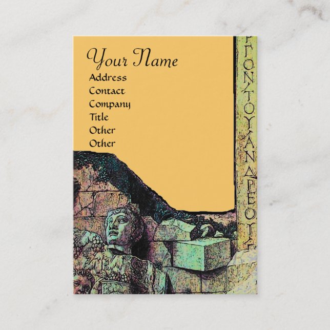 Tarjeta De Visita ARCHEO,Anticuario,Monograma de arqueología,Verde a (Anverso)