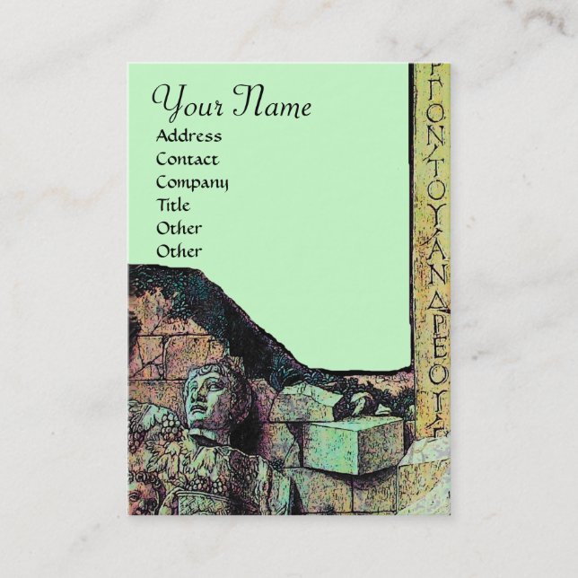 Tarjeta De Visita ARCHEO/Anticuario,Monograma de arqueología,Verde m (Anverso)
