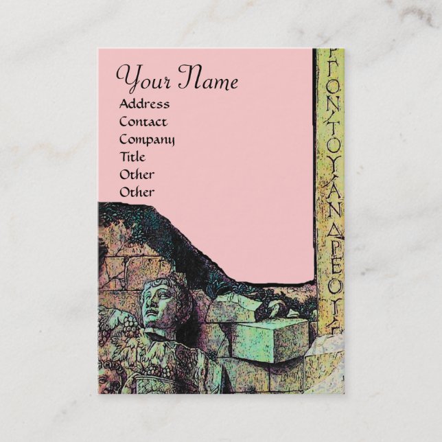 Tarjeta De Visita ARCHEO/Anticuario,Monograma de arqueología,Verde r (Anverso)