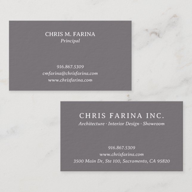 Tarjeta De Visita Architect Firm Business Card in Fossil Gray (Anverso / Reverso)