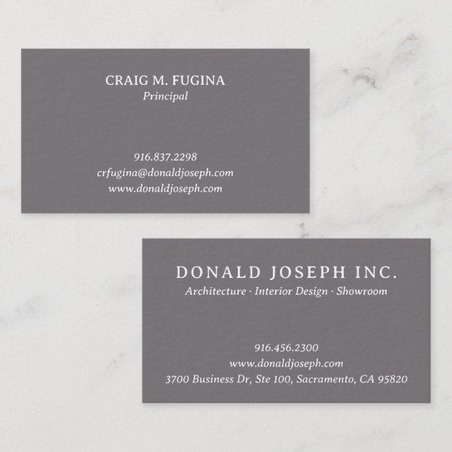 Tarjeta De Visita Architect Firm Business Card in Fossil Gray (Anverso / Reverso)
