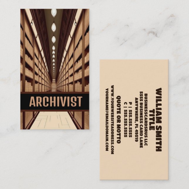Tarjeta De Visita Archivero bibliotecario de archivo (Anverso / Reverso)