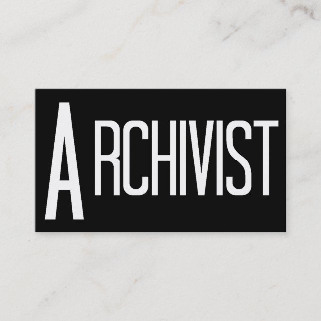 Tarjeta De Visita Archivist Black Simple Business Card (Anverso)