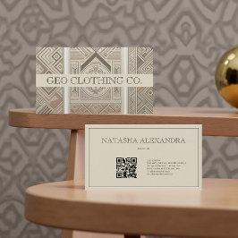 Tarjeta De Visita Arcilla geométrica moderna y elegante de avena