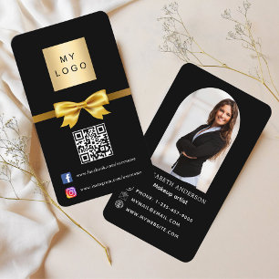 Tarjeta De Visita Arco de arco de oro negro foto código Qr medios so