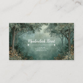Tarjeta De Visita Arco de Bosque Brumoso Musgo Verde Rústico