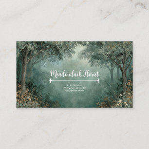 Tarjeta De Visita Arco de Bosque Brumoso Musgo Verde Rústico