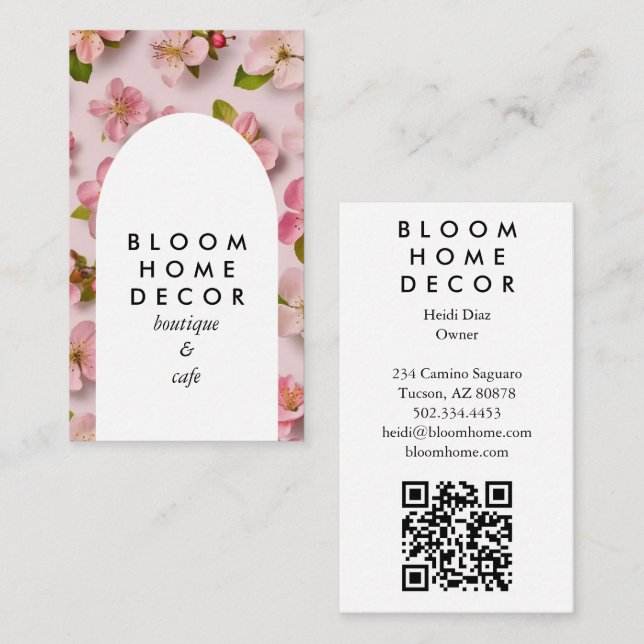 Tarjeta De Visita Arco de código QR para fotografías de flores rosas (Anverso / Reverso)