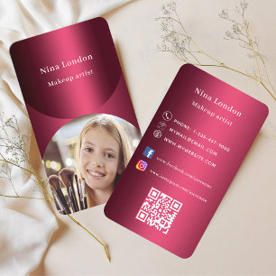 Tarjeta De Visita Arco de fotos en Borgoña código Qr medios sociales