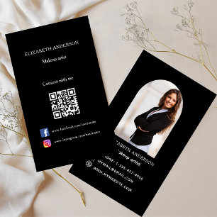 Tarjeta De Visita Arco de fotos negro Código Qr medios sociales