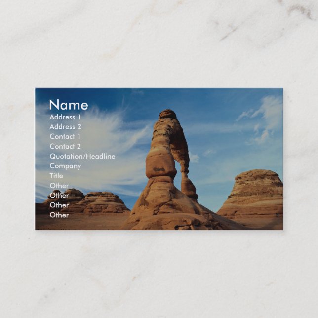 Tarjeta De Visita Arco delicado, arcos parque nacional, Utah, los (Anverso)