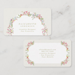 Tarjeta De Visita Arco floral de flores silvestres elegantes moderna
