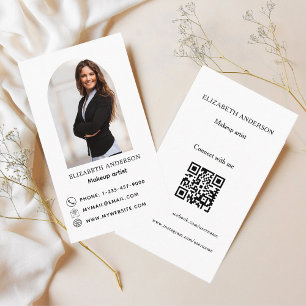 Tarjeta De Visita Arco fotográfico Código Qr medios sociales blanco