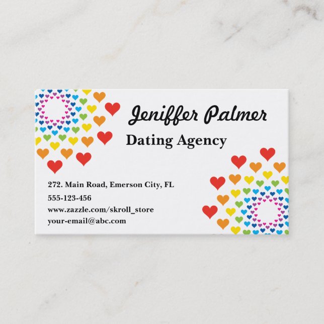Tarjeta De Visita arco iris de bonito de corazones (Anverso)
