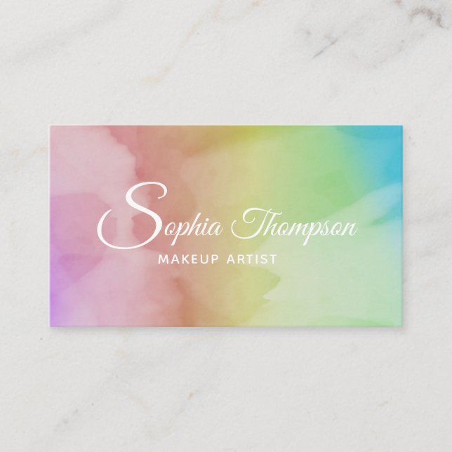 Tarjeta De Visita Arco iris moderno de la escritura de la acuarela - (Anverso)