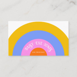 Tarjeta De Visita Arcoiris azul oro rosado retro boho