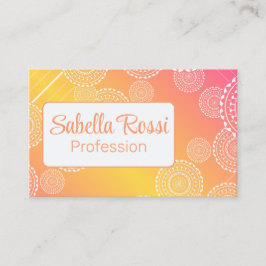 Tarjeta De Visita Arcoiris blanco amarillo con ángulo rosado inverso