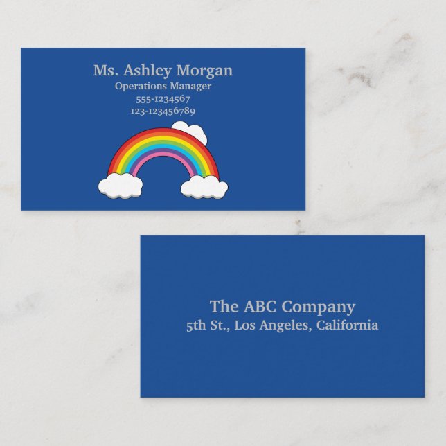 Tarjeta De Visita Arcoiris con nubes blancas | Personalizar (Anverso / Reverso)
