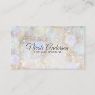 Tarjeta De Visita Arcoíris de Champagne Bokeh Brillo Glam Moderno de