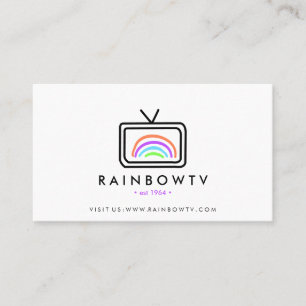 Tarjeta De Visita Arcoíris de televisión dibujado a mano en rgb medi