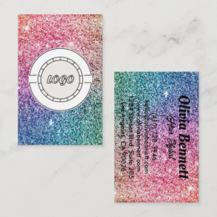 Tarjeta De Visita Arcoíris Glitter ópalo Brillo Peluquero