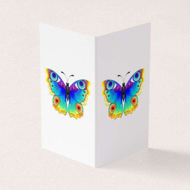 Tarjeta De Visita Arcoiris mariposa Peacock Eye (Exterior)