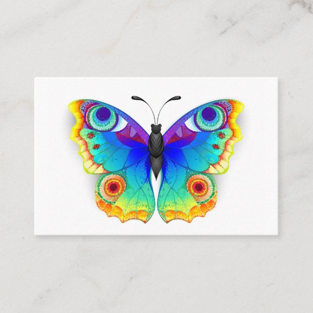 Tarjeta De Visita Arcoiris mariposa Peacock Eye (Anverso)