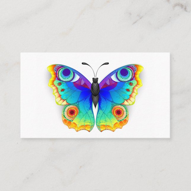 Tarjeta De Visita Arcoiris mariposa Peacock Eye (Anverso)