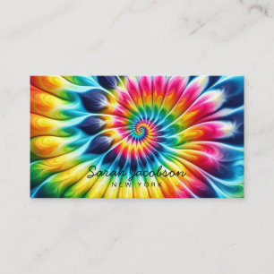 Tarjeta De Visita Arcoíris Psicodélico Retro Estampado Tie-Dye