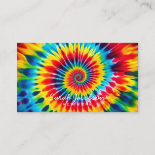 Tarjeta De Visita Arcoíris Psicodélico Retro Tie-Dye