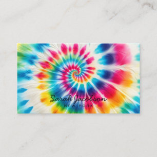 Tarjeta De Visita Arcoíris Psicodélico Retro Tie-Dye