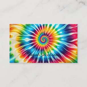 Tarjeta De Visita Arcoíris Psicodélico Retro Tie-Dye