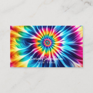 Tarjeta De Visita Arcoíris Psicodélico Retro Tie-Dye