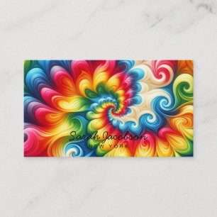 Tarjeta De Visita Arcoíris Psicodélico Retro Tie-Dye