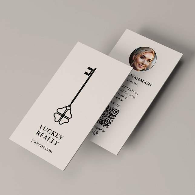 Tarjeta De Visita Arena de foto de agente hipotecario de clave de re (Minimal Realtor Key Mortgage Broker Photo Sand Business Card
)