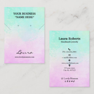 Tarjeta De Visita Arena de tejas de color rosa y azul Aqua