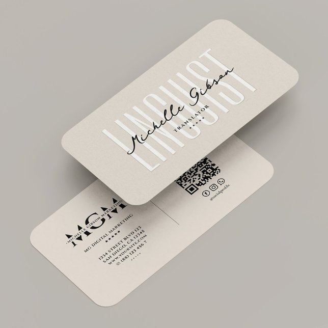 Tarjeta De Visita Arena de traductor lingüista profesional (Professional Linguist Interpreter Translator Sand Business Card
)