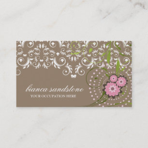 Tarjeta De Visita Arena floral rosada del Flourish 311