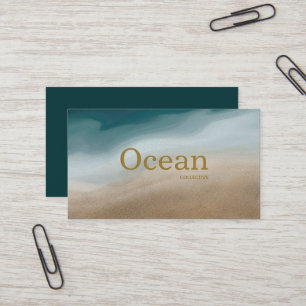 Tarjeta De Visita Arena + Mar   Chipre Blue + Beige Abstract Buses