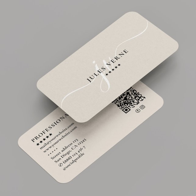 Tarjeta De Visita Arena Mínima Profesional de Marketing Monograma (Professional Minimal Marketing Monogram Sand Business Card
)