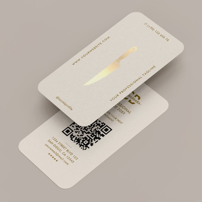 Tarjeta De Visita Arena mínima profesional para el chef (Minimal Professional Chef Knife Sand Business Card
)