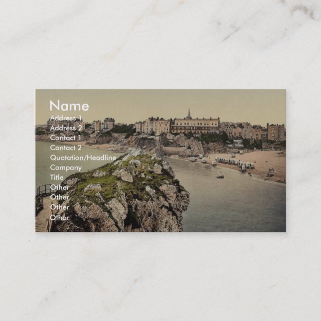 Tarjeta De Visita Arenas del sur, Tenby, País de Gales Photochrom (Anverso)