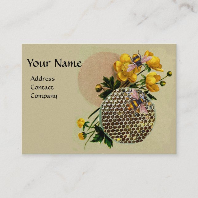 Tarjeta De Visita ARENES DE MIEL, HONEYCOMB Y BUTTERCUPS MONOGRAM Pe (Anverso)