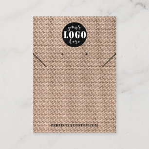 Tarjeta De Visita aretes de collares de papel burlap marrón