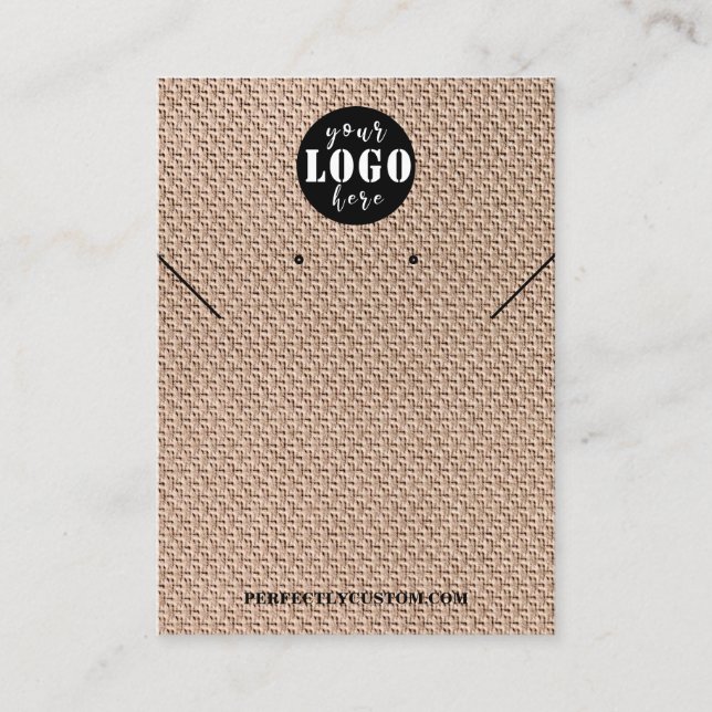 Tarjeta De Visita aretes de collares de papel burlap marrón (Anverso)