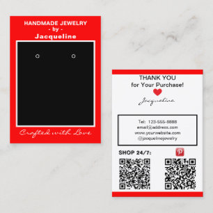Tarjeta De Visita Aretes de joyería artesanal roja exhiben códigos Q