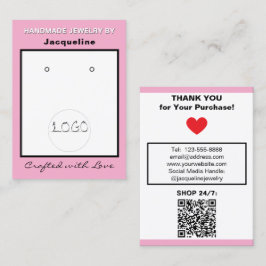Tarjeta De Visita Aretes de joyería blanco rosa Código QR del logoti