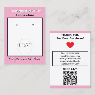 Tarjeta De Visita Aretes de joyería blanco rosa Código QR del logoti